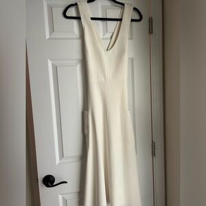 Tibi off-white crepe cross back midi dress